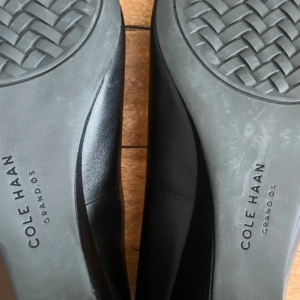 Cole Haan Wedge Waterproof Leather Pumps Black 7.5B Career Office Heels W17526